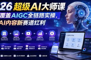 2026超级AI大师课，完整覆盖AIGC全链路实操，抢占AI内容新赛道红利