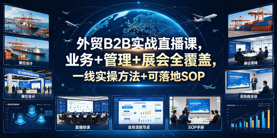 外贸B2B实战直播课，业务+管理+展会全覆盖，一线实操方法+可落地SOP