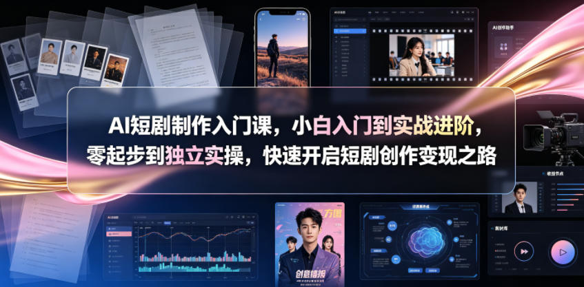 AI短剧制作入门课，小白入门到实战进阶，零起步到独立实操，快速开启短剧创作变现之路