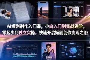 AI短剧制作入门课，小白入门到实战进阶，零起步到独立实操，快速开启短剧创作变现之路