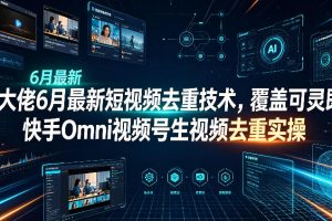 某大佬6月最新短视频去重技术，覆盖可灵即梦快手Omni视频号生视频去重实操