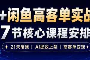 AI+闲鱼高客单实战营，AI提效上架，高客单变现，一台电脑，一部手机，零囤货，15天卖了14W+