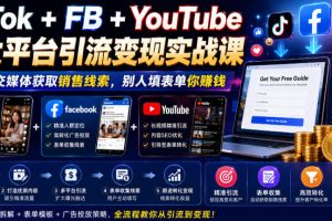 TikTok+FB+YouTube三大平台引流变现实战课，通过社交媒体获取销售线索，别人填表单你賺钱【原创双语字幕】