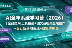 AI全年系统学习营（2026）｜全品类AI工具精通+图文音视频全域创作+百行业落地变现+自媒体IP打造年度进阶大课