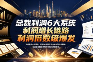 总裁利润6大系统，打通从开源到节流的利润增长链路，让企业在复杂市场中实现利润倍数级爆发