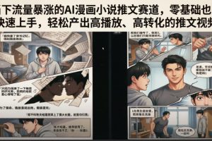 当下流量暴涨的AI漫画小说推文赛道，零基础也能快速上手，轻松产出高播放、高转化的推文视频