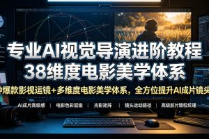 专业AI视觉导演进阶教程，38种爆款影视运镜+多维度电影美学体系，全方位提升AI成片高级感与镜头质感