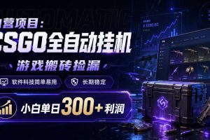 自营项目：CSGO全自动挂G，游戏搬砖捡漏，软件科技简单易用，长期稳定，小白单日300+利润【揭秘】