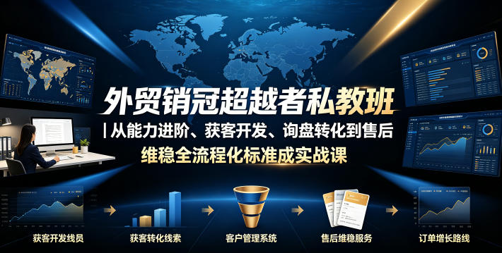 外贸销冠超越者私教班｜从能力进阶、获客开发、询盘转化到售后维稳全流程标准化成交实战课
