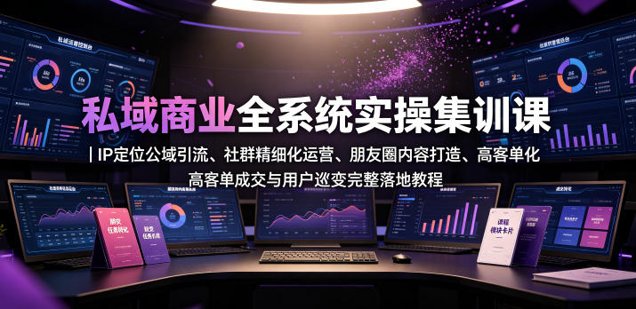 私域商业全系统实操课|IP定位公域引流、社群精细化运营、朋友圈内容打造、高客单成交与用户裂变完整落地教程