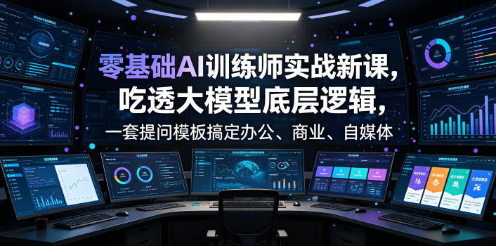 零基础AI训练师实战课，吃透大模型底层逻辑，一套提问模板搞定办公、商业、自媒体、设计、生活全场景AI落地应用