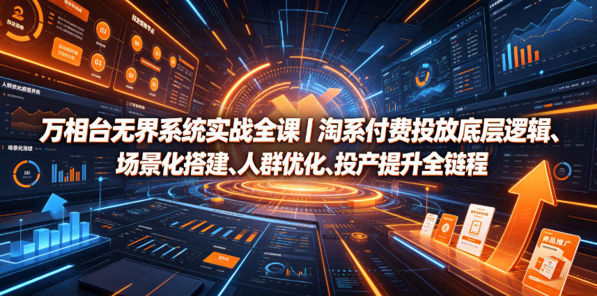 万相台无界系统实战全课|淘系付费投放底层逻辑、场景化搭建、人群优化、投产提升全链路运营教程
