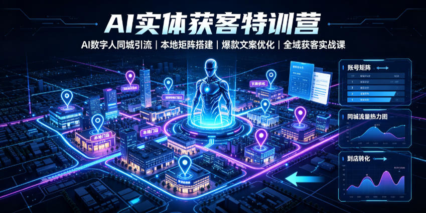 AI实体获客特训营｜AI数字人同城引流、本地矩阵搭建、爆款文案优化全域获客实战课