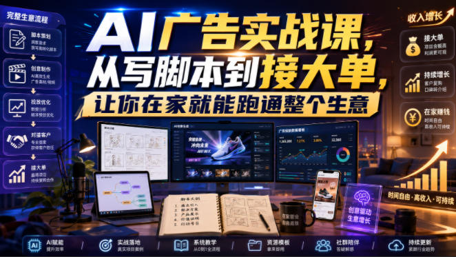 AI广告实战课,从写脚本到接大单,让你在家就能跑通整个生意【原创双语字幕】