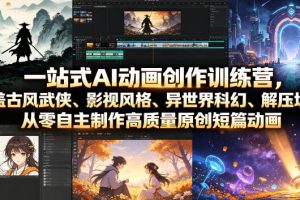 一站式AI动画创作训练营,涵盖古风武侠、影视风格、异世界科幻、解压场景,从零自主制作高质量原创短篇动画(更新)
