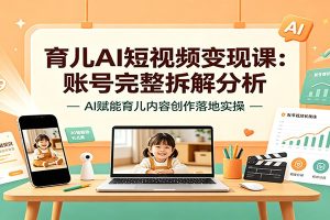 育儿AI短视频变现课:账号完整拆解分析,AI赋能育儿内容创作落地实操