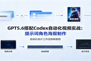 GPT5.6搭配Codex自动化视频实战:提示词角色海报制作,自动化成片工作流拆解教程