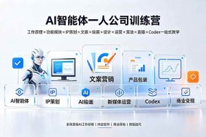 (19502期)AI智能体一人公司训练营:工作原理×功能模块×IP策划×文案×绘画×设计×运营×算法×直播×Codex一站式教学