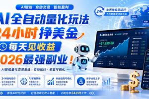 AI量化全自动操作挣美金，矩阵可日入1000+，适合普通人的副业！